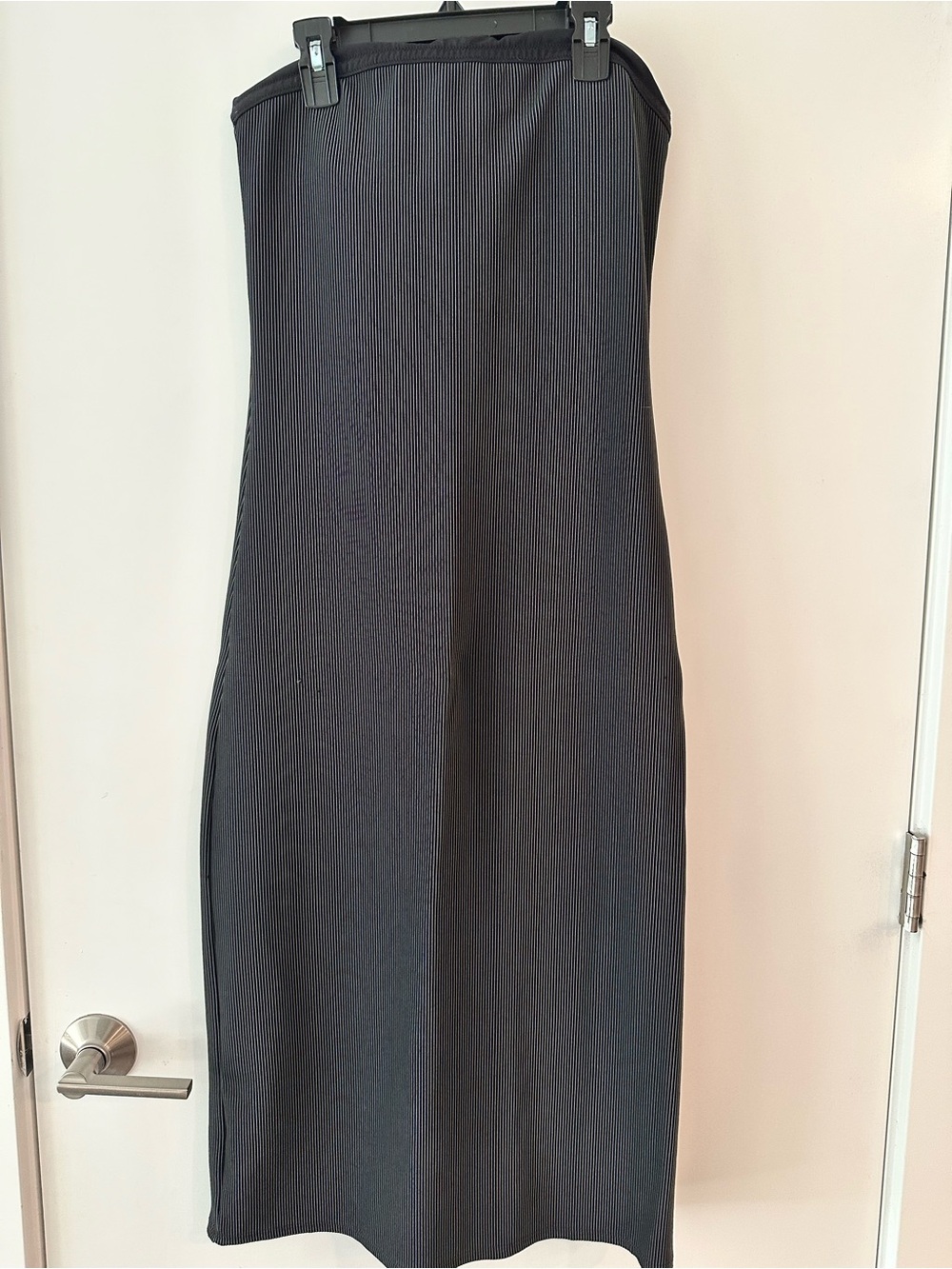 Aerie Black Strapless Ribbed Dress